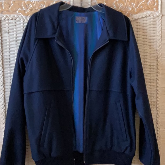 Vintage Pendleton Men’s Bomber Jacket Size M Navy Blue Pure Virgin Wool 💙💙💙 - Picture 13 of 14